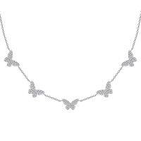 wholesale 925 Sterling Silver CZ Butterfly Chain Necklaces for Women Girls- Sliver Plated