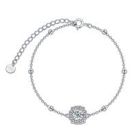 wholesale 925 Sterling Silver Round Cut Moissanite Charm Bracelet for Women- Sliver Plated