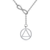 wholesale 925 Sterling Silver Infinity Triangle Circle Pendant Lariat Necklace for Women- Sliver Plated