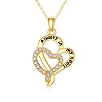 wholesale 14K Gold Always In My Heart Double Interlocking Hearts Pendant Necklace for Women- Sliver Plated