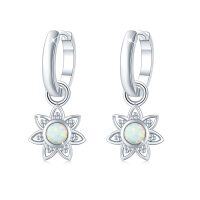 wholesale 925 Sterling Silver Opal Flower Drop Earrings for Women - Wholesale Jewelry- Sliver Plated