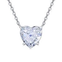 wholesale 925 Sterling Silver Heart Shape 5A CZ Stone Choker Pendant Necklace for Women- Sliver Plated