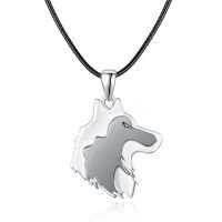wholesale Wholesale 925 Sterling Silver Wolf Pendant Necklace for Men - Sliver Plated