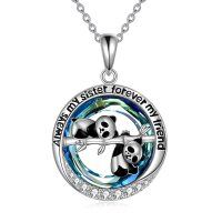 wholesale 925 Sterling Silver Blue Crystal Panda Pendant Necklace Gifts for Women and Girls- Rhodium Plated
