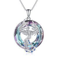 wholesale Sterling Silver Crystal Phoenix Pendant Necklace for Women - Rhodium Plated- Rhodium Plated