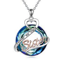 wholesale 925 Sterling Silver Forever My Friend Sister Pendant Necklaces for Women Gifts- Rhodium And Rose Gold Plated