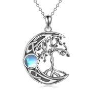 wholesale 925 Sterling Silver Moonstone Tree of Life Pendant I Love You in 100 Languages - Cremation Keepsake Jewelry for Women & Girls- Oxidized/Oxidised