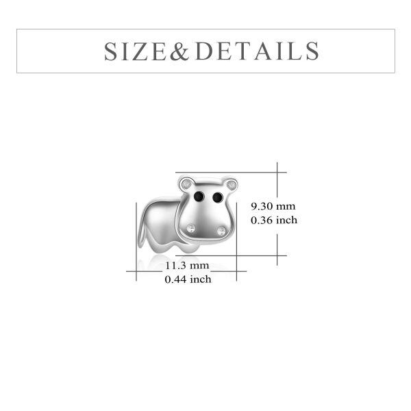 Sterling Silver Hippopotamus Stud Earrings-1