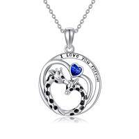 wholesale Sterling Silver Giraffe Necklace - Rhodium Plated- Rhodium Plated