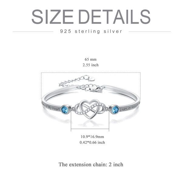 Sterling Silver "A Piece of My Heart Lives in Heaven" Infinity Heart Bangle-1