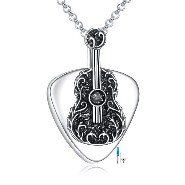 Sterling Silver Guitar Pick Urn Necklace-0