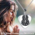 wholesale 925 Sterling Silver Guitar Shaped Black Enamel Cremation Jewelry Urn Pendant Necklace with Chain and Funnel Set-0-2