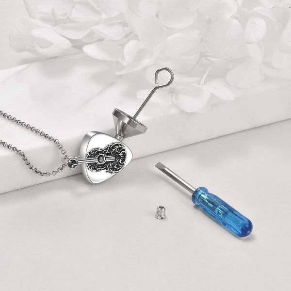 Sterling Silver Guitar Pick Urn Necklace-5