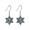 wholesale 925 Sterling Silver Abalone Shell Star of David Cross Dangle Earrings for Women Judaic Jewelry-0-0