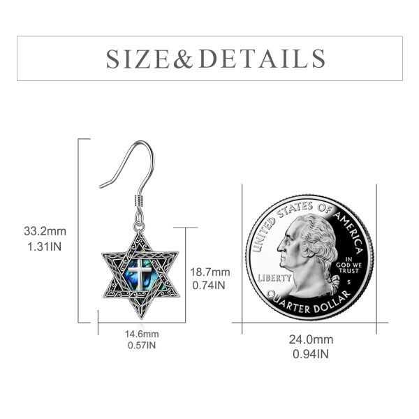 Sterling Silver Star Of David Drop Earrings With Abalone Shell-1