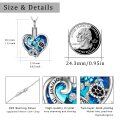 wholesale 925 Sterling Silver Heart-Shaped Blue Crystal Turtle Keepsake Cremation Jewelry Urn Pendant Necklace with Funnel Kit-0-1