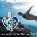wholesale 925 Sterling Silver Heart-Shaped Blue Crystal Turtle Keepsake Cremation Jewelry Urn Pendant Necklace with Funnel Kit-0-2
