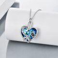 wholesale 925 Sterling Silver Heart-Shaped Blue Crystal Turtle Keepsake Cremation Jewelry Urn Pendant Necklace with Funnel Kit-0-3