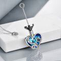 wholesale 925 Sterling Silver Heart-Shaped Blue Crystal Turtle Keepsake Cremation Jewelry Urn Pendant Necklace with Funnel Kit-0-4