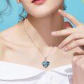 wholesale 925 Sterling Silver Heart-Shaped Blue Crystal Turtle Keepsake Cremation Jewelry Urn Pendant Necklace with Funnel Kit-0-5