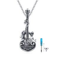wholesale 925 Sterling Silver Guitar Urn Pendant Keepsake Jewelry with Chain and Funnel Set- Rhodium Plated