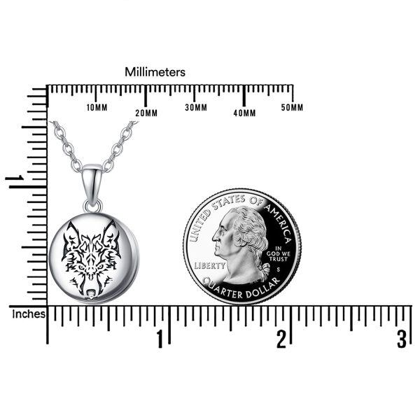 Sterling Silver Wolf Necklace Locket Necklace-1