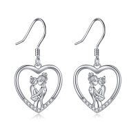 wholesale 925 Sterling Silver Mother and Daughter Heart Drop Earrings with Cubic Zirconia - Wholesale Jewelry for Women- Rhodium Plated