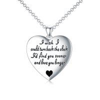 wholesale 925 Sterling Silver Heart Pendant Necklace with Engraved Message for Women- Rhodium Plated