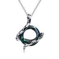 wholesale 925 Sterling Silver Snake Shape Rainbow Crystal Pendant Necklace for Women- Rhodium Plated