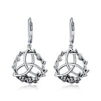 wholesale 925 Sterling Silver Celtic Knot & Roses Dangle Earrings for Women- Rhodium Plated