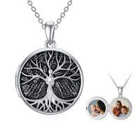 wholesale 925 Sterling Silver 925 Tree of Life Photo Locket Pendant Necklace for Women- Rhodium Plated