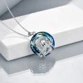 wholesale 925 Sterling Silver Blue CZ Octopus Pendant Necklace for Women Gifts-0-4