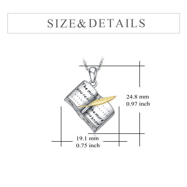 Sterling Silver Reading Book Pendant Necklaces-1