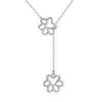 wholesale 925 Sterling Silver Flower Pendant Lariat Necklace Pet Lover Gift for Women- Sliver Plated