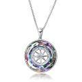 wholesale 925 Sterling Silver Rainbow Crystal Compass Pendant Necklace for Women-0-10