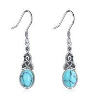 wholesale 925 Sterling Silver Turquoise Celtic Knot Drop Earrings for Women- Rhodium Plated