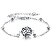 wholesale 925 Sterling Silver Volleyball Charm Bracelet - Inspiring Jewelry for Women- Sliver Plated
