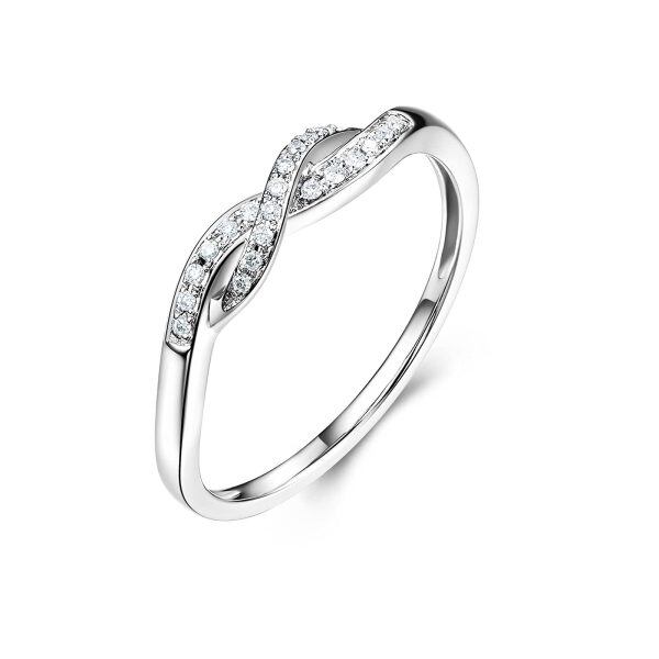 Sterling Silver MoissaniteTwisted Engagement Ring-0