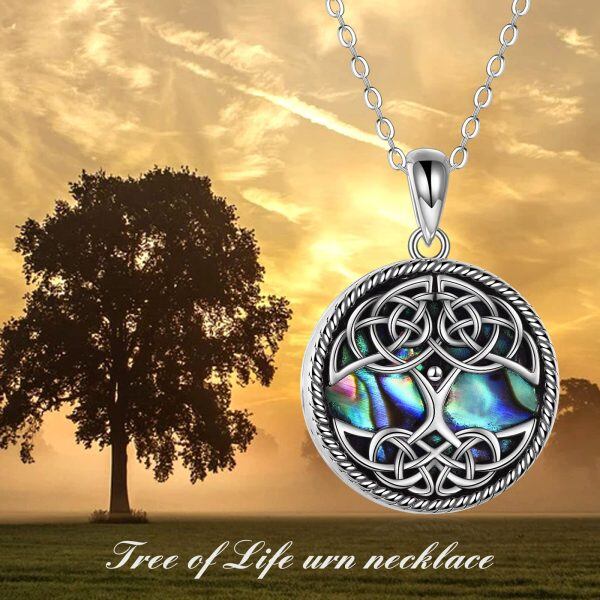 Sterling Silver Abalone Shell Tree of Life Urn Necklaces-2