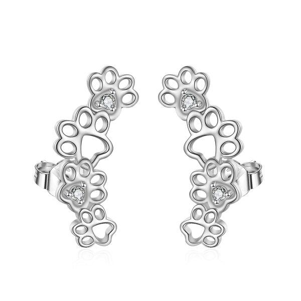 Sterling Silver Paw Print Ear Climbers-0