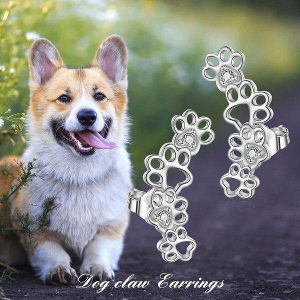 Sterling Silver Paw Print Ear Climbers-2