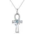 wholesale 925 Sterling Silver Turquoise Ankh Eye Pendant Necklace Egyptian Jewelry for Women and Men-0-0