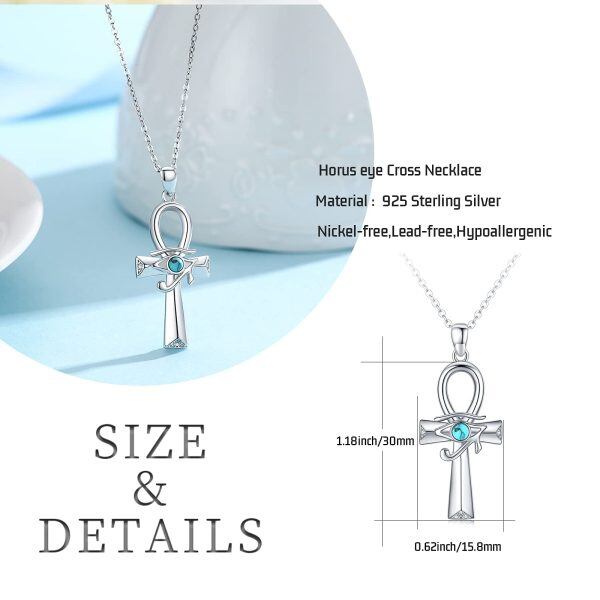 Sterling Silver Eye of Horus Pendant Necklaces With Turquoise-1