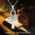 wholesale 925 Sterling Silver Turquoise Ankh Eye Pendant Necklace Egyptian Jewelry for Women and Men-0-2