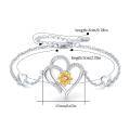 wholesale 925 Sterling Silver Heart-Shaped Flower Charm Bracelet for Women - Friendship  (Length: Adjustable)-0-1