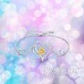 wholesale 925 Sterling Silver Heart-Shaped Flower Charm Bracelet for Women - Friendship  (Length: Adjustable)-0-5