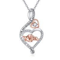 wholesale 925 Sterling Silver Infinity Love Handprint Pendant Necklaces with Cubic Zirconia and Rose Gold Plated Charm for Women Girls Mother's Day Gifts- rhodium