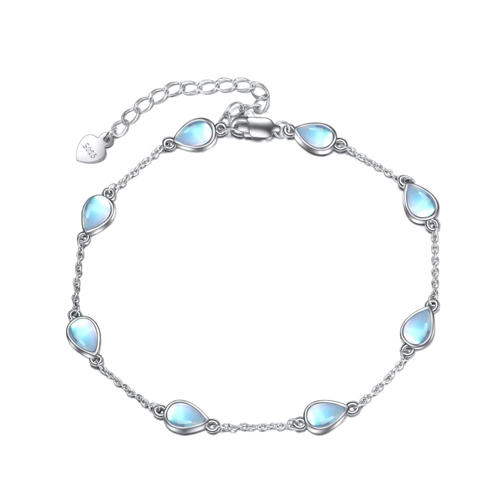 wholesale Sterling Silver Moonstone Teardrop Bracelet - Sliver Plated- Sliver Plated