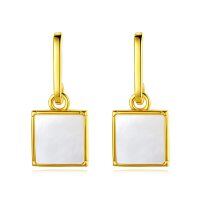 wholesale Gold 925 Sterling Silver Square Mother of Pearl Drop Earrings for Women and Girls- Rose Gold Plated