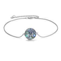 wholesale 925 Sterling Silver Pentagram & Moons Stone Ankle Bracelet 3 Adjustable Chain- Sliver Plated